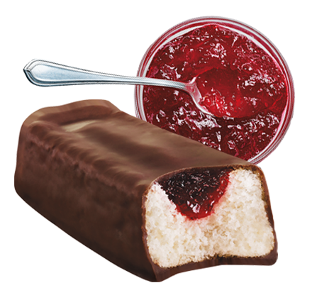 Lady Fingers Cake with a bowl of fruit filling and a spoon